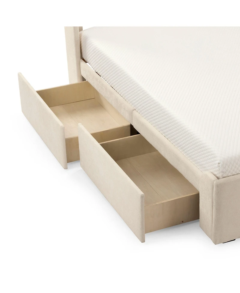 Max & Lily Upholstered Bed with Rectangular Headboard Drawer Side Storage