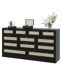 gaomon 12 Drawer Wood Dresser for Bedroom, 61" Wide Storage Cabinet Tv Stand 65" Tv, Chest Living Room