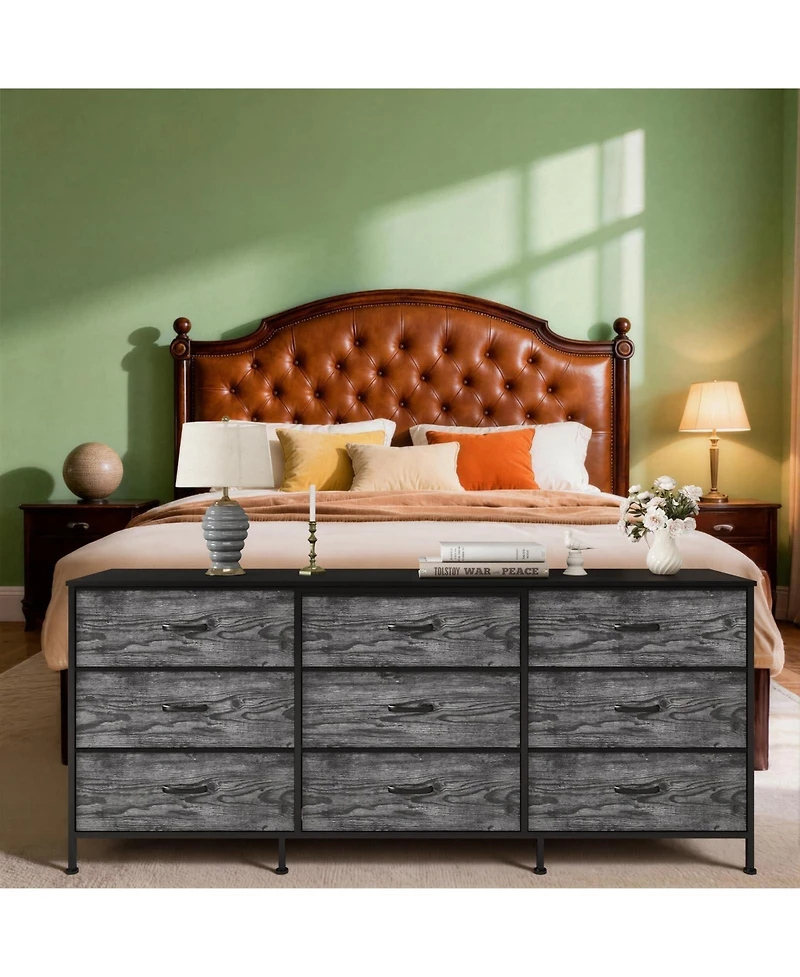gaomon Tv Stand Dresser with 9 Fabric Drawers for TVs , Entertainment Center with Storage Organizer