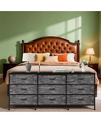 gaomon Tv Stand Dresser with 9 Fabric Drawers for TVs , Entertainment Center with Storage Organizer