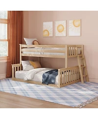 Max and Lily Twin over Full Low Bunk Bed with Ladder on End For Kids