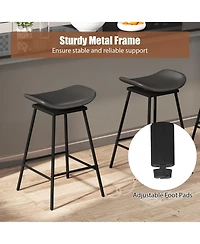 Slickblue Modern Swivel Bar Stools Set of 2, Faux Leather Backless Kitchen Chairs with Footrest