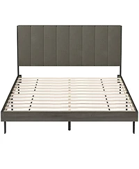 Gouun Queen Size Tufted Upholstered Bed Frame with Channel Headboard