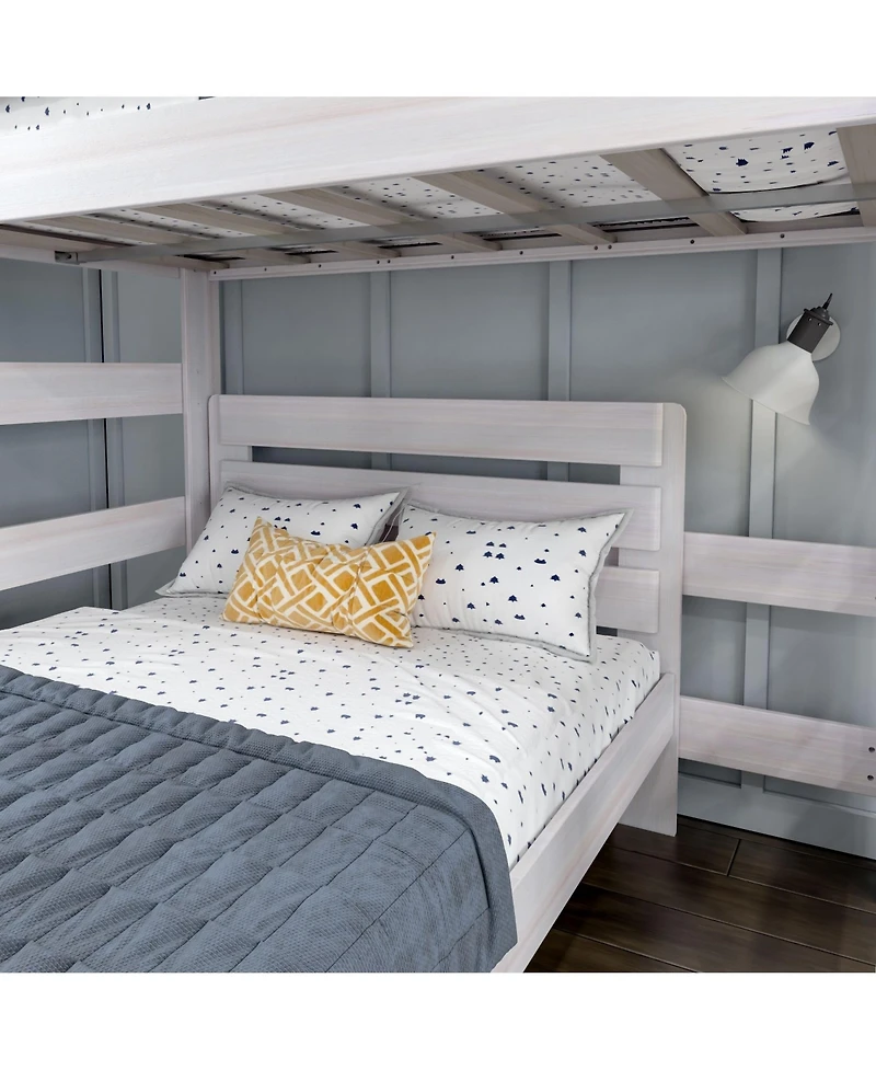 Max & Lily Solid Wood Bunk Bed, L-Shaped Twin over Full Bed Frame for Kids Modern Farmhouse