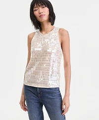 I.n.c. International Concepts Women's Sequin Crochet Cotton Tank Top, Macy's Exclusive