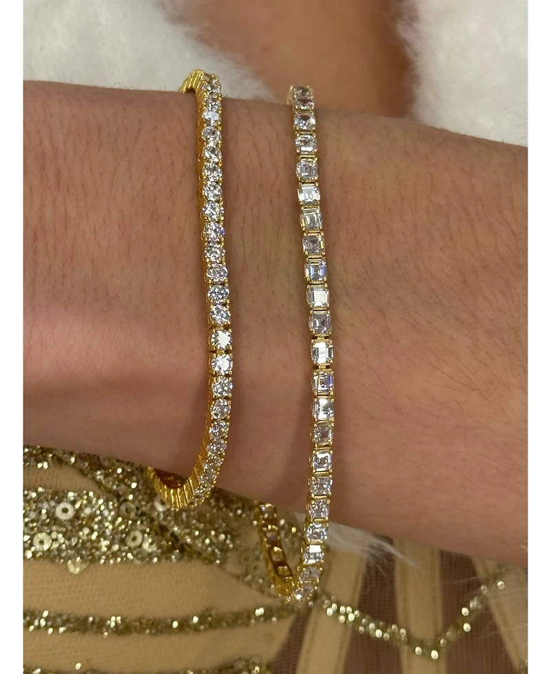 Suzy Levian Sterling Silver Cubic Zirconia Thin Tennis Bracelet