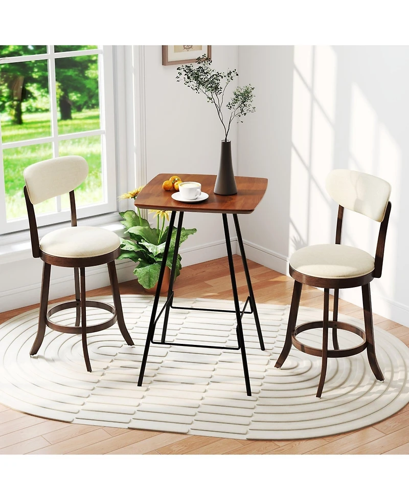 Slickblue Set of 2 Counter Height Bar Stools with Cushioned Seat and Backrest for Dining Area