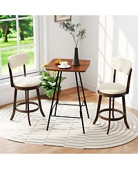 Slickblue Set of 2 Counter Height Bar Stools with Cushioned Seat and Backrest for Dining Area