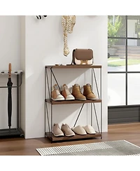 Gouun 3-Tier Industrial Display Rack with Mdf Shelves and Metal Frame, 24 x 34 in