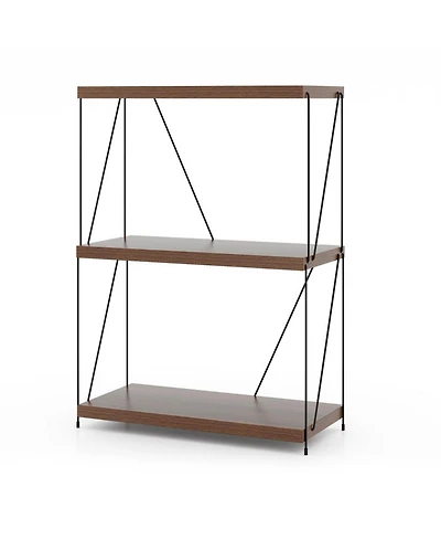 Gouun 3-Tier Industrial Display Rack with Mdf Shelves and Metal Frame, 24 x 34 in