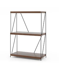 Gouun 3-Tier Industrial Display Rack with Mdf Shelves and Metal Frame, 24 x 34 in