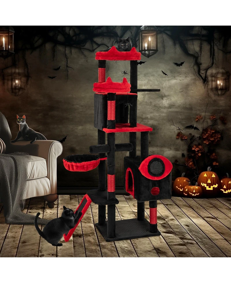 Cozito Cat Tree Large Gothic with Condos and Plush Perches