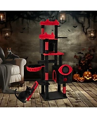 Cozito Cat Tree Large Gothic with Condos and Plush Perches