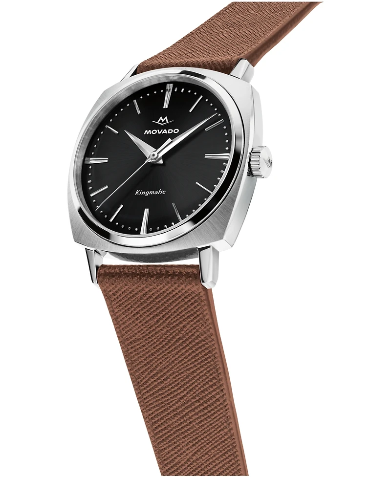 Movado Men's Kingmatic Swiss Automatic Brown Leather Watch 35mm