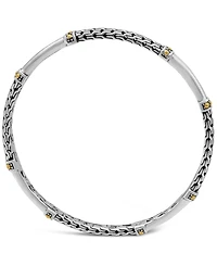 Devata Dragon Bone Slide-on Bangle Bracelet Sterling Silver and 18K Gold Accents