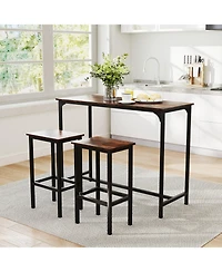 Slickblue 3 Piece Industrial Dining Table Set Counter Height with 2 Stools