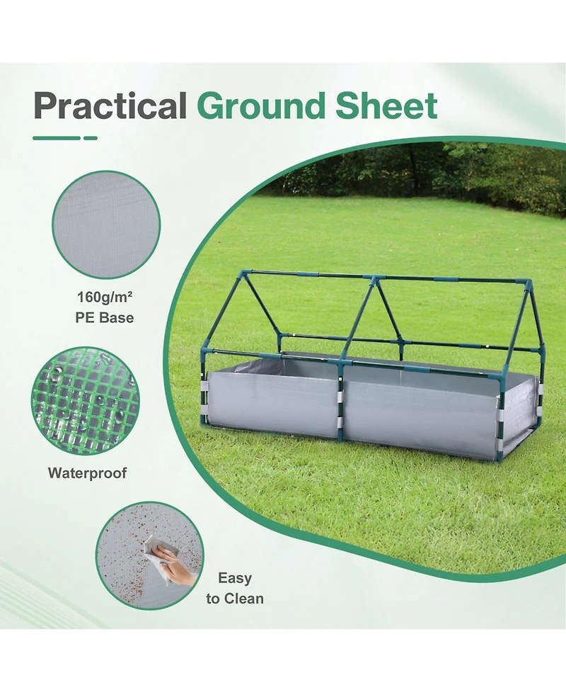 Aoodor 4x2x2 Ft Raised Garden Bed with Mini Greenhouse Cover, Pe Planter Box Kit with Windows for Herbs, Flowers and Vegetables