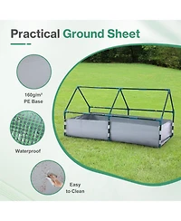 Aoodor 4x2x2 Ft Raised Garden Bed with Mini Greenhouse Cover, Pe Planter Box Kit with Windows for Herbs, Flowers and Vegetables