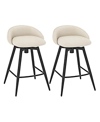 Slickblue Kitchen Bar Stool Set of 2 Upholstered Seating with Footrest Backrest
