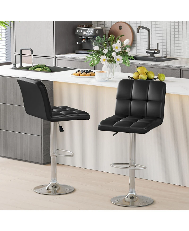 Slickblue Modern Bar Stools Set of 2 with Backrest Metal Base Footrest