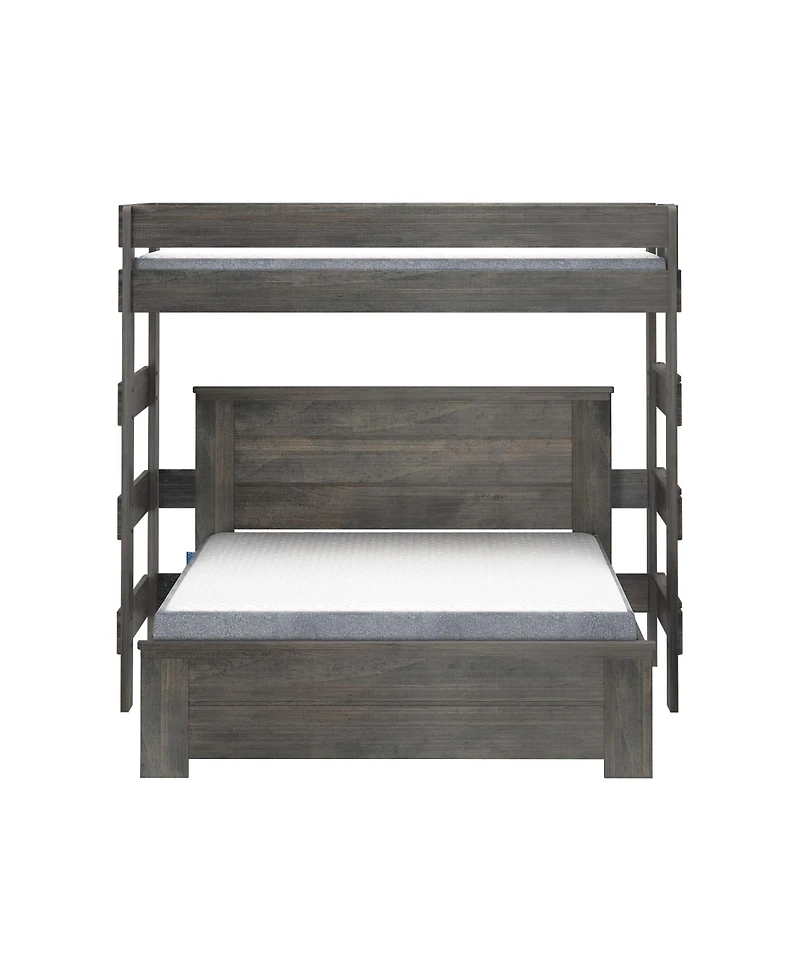 Max & Lily Farmhouse Twin Over Panel Queen L-Shaped Bunk Bed