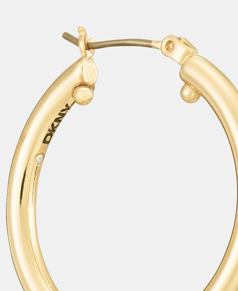 Dkny Puffy Rondelle Bead Charm Hoop Earrings