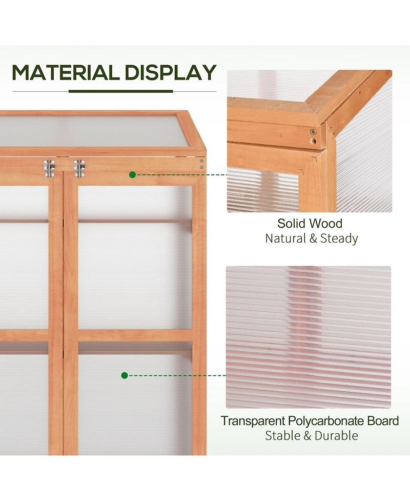 Wooden Cold Frame Greenhouse Planter Box, Herb, Vegetable Gardening