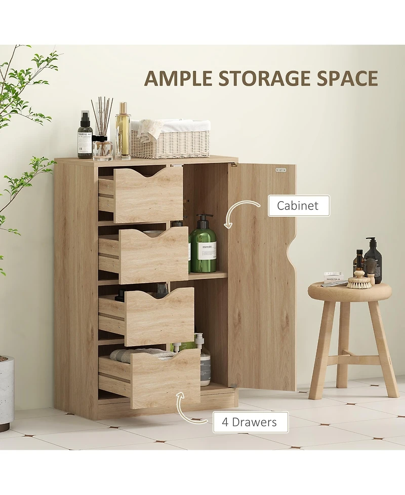 Homcom Wooden Storage Cabinet Organizer with 4 Drawers and 1 Shelf,