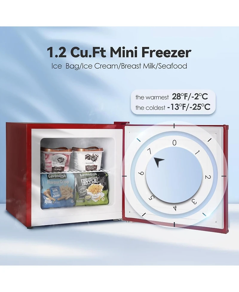 Cowsar 1.2 Cu.Ft Mini Freezer, Upright Freezer with Adjustable Temp