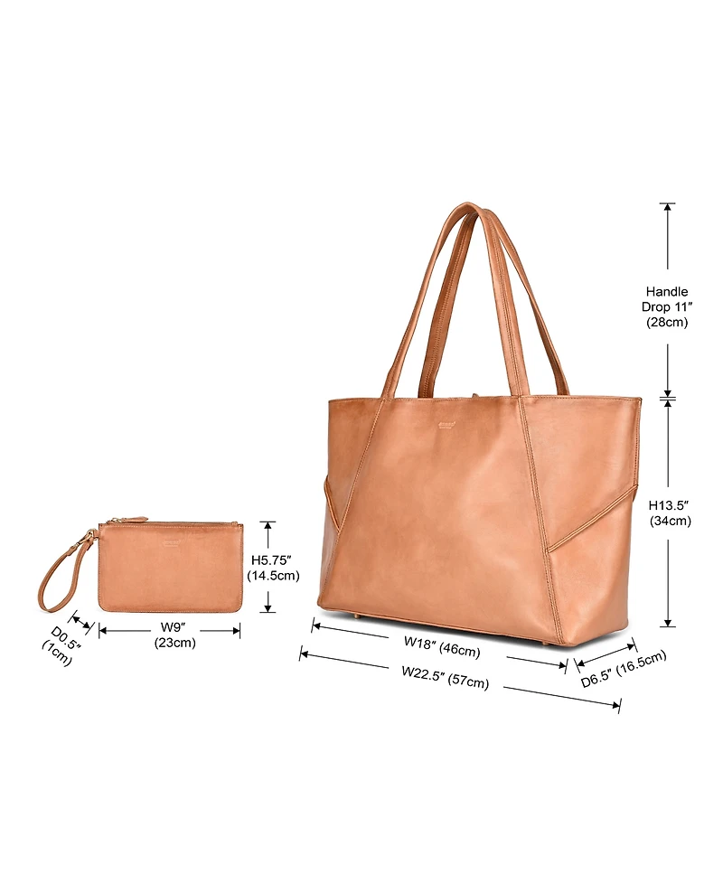 Old Trend Wishbone Extra-Large Leather Carryall Tote Handbag