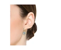 14K Gold Plating with Clear Cubic Zirconia Heart Drop Hoop Earrings