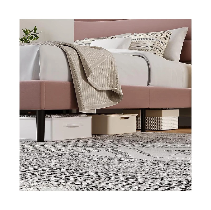 gaomon Modern Upholstered Bed Frame with Soft Headboard, Underbed Storage Space, Sturdy Steel Slat Support, Easy Install