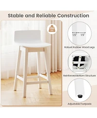 Slickblue Counter Height Swivel Bar Stools Set of 2, Wooden Frame with Low Back and Rubber Wood Legs