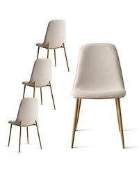 Maison Boucle Linen Upholstered Kitchen and Dining Chairs Set of 4, Wood-Look Legs