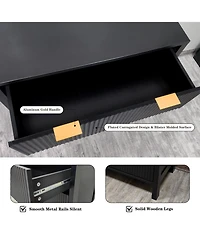 gaomon 4 Drawer Fluted Dresser for Bedroom, Modern Wood Chest with Gold Handles, Narrow Storage Cabinet or Tv Stand