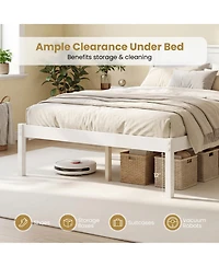 Slickblue Wooden Platform Bed Frame with Headboard and Slat Support