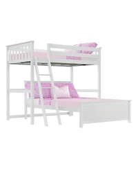 Max & Lily Solid Wood L-Shaped Bunk Bed, Twin over Full with Ladder for Kids,