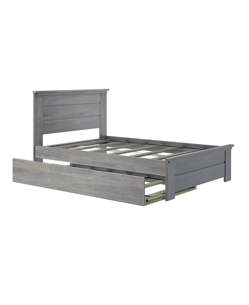 Max and Lily Full Bed Frame with Trundle, Solid Wood Platform