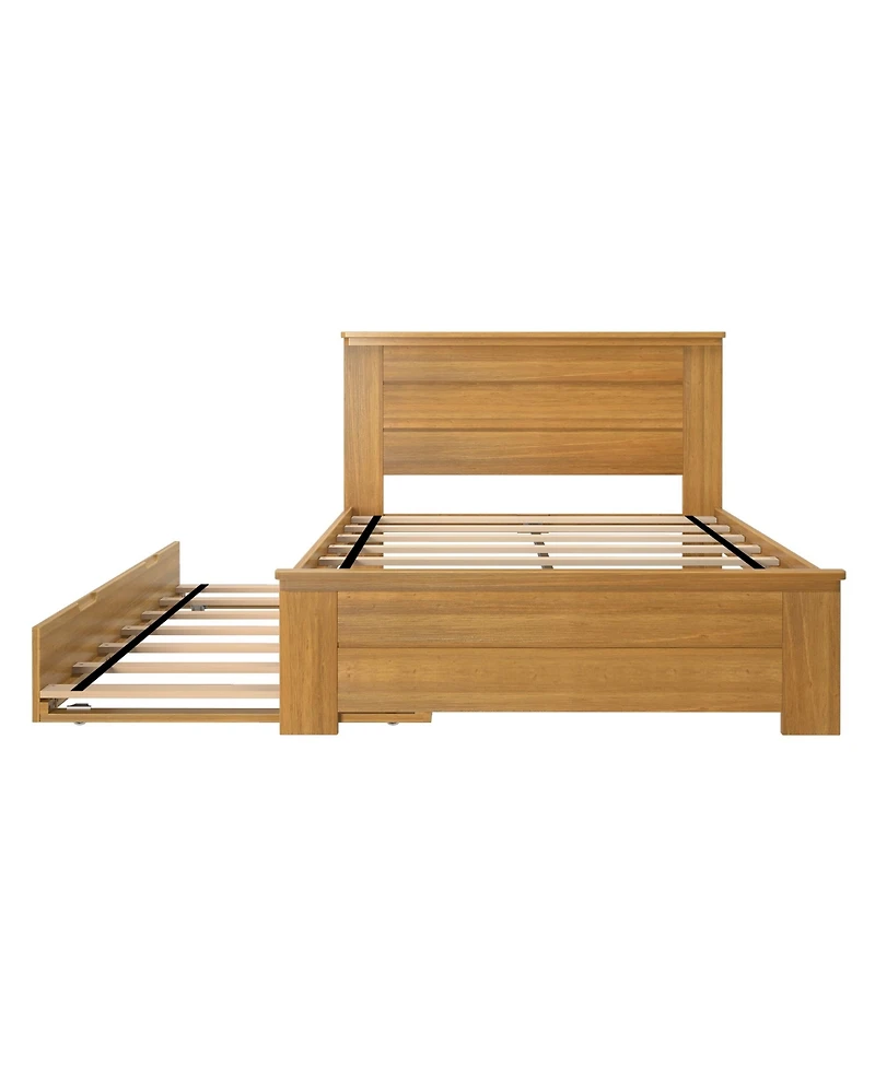 Max and Lily Full Size Bed Frame with Trundle, Solid Wood Platform Bed