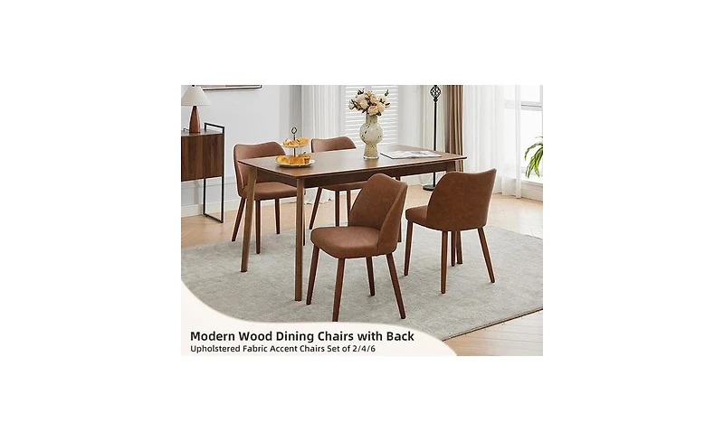 gaomon Dining Chair Set of 4, Linen Upholstered Dining Chair with Solid Wood Legs, Wing Backrest