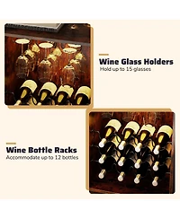 Slickblue Modern Wine Storage Cabinet with Led Lights and Adjustable Shelving