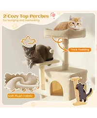 Cozito Cat Tree 80 inch Tall with 2 Large Condos and Dangling Toys