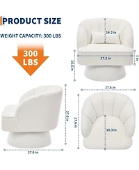 gaomon Modern Swivel Barrel Accent Chair,360 Teddy Fabric Upholstered Armchair with Striped Backrest and Plush Padding,Comfy Round Lounge Chair