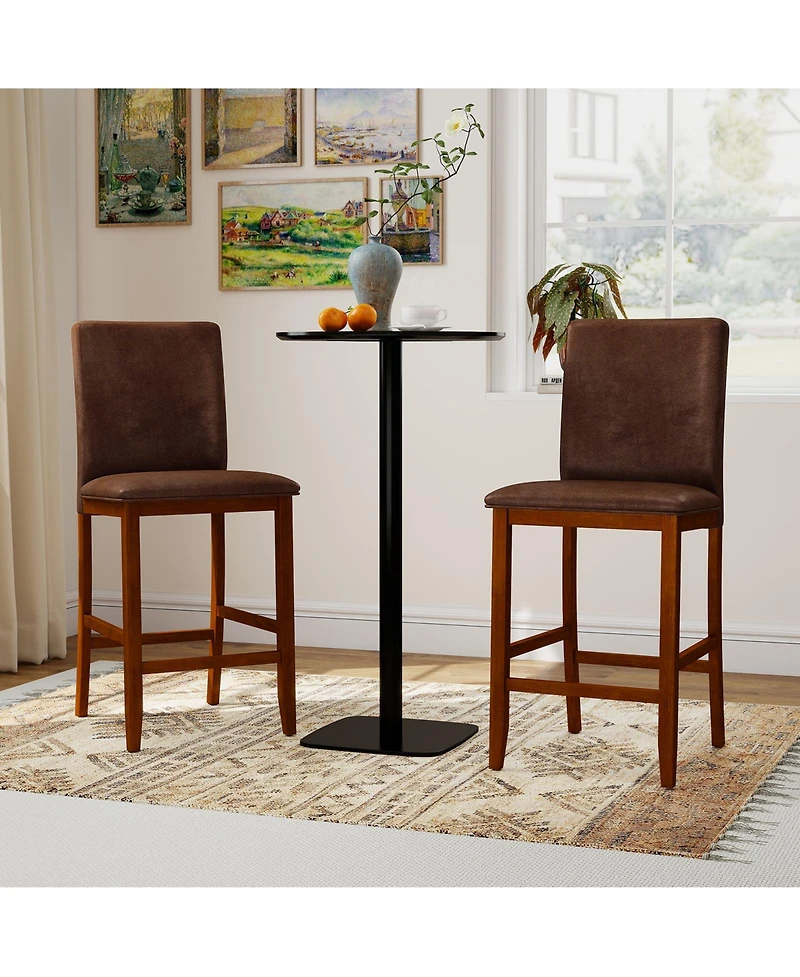 Slickblue Set of 2 Counter Height Bar Stools with Upholstered Seat
