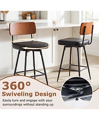 Slickblue Set of 2 Counter Height Bar Stools with Cushioned Seat & Metal Legs