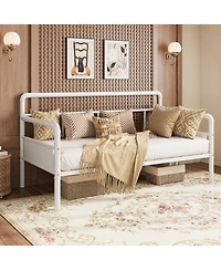 gaomon Twin Daybed with Classic Headboard, Metal Twin Bed Frame, Heavy Duty Steel Slats Support, Sofa Bed Frame for Living Room, Guest Room