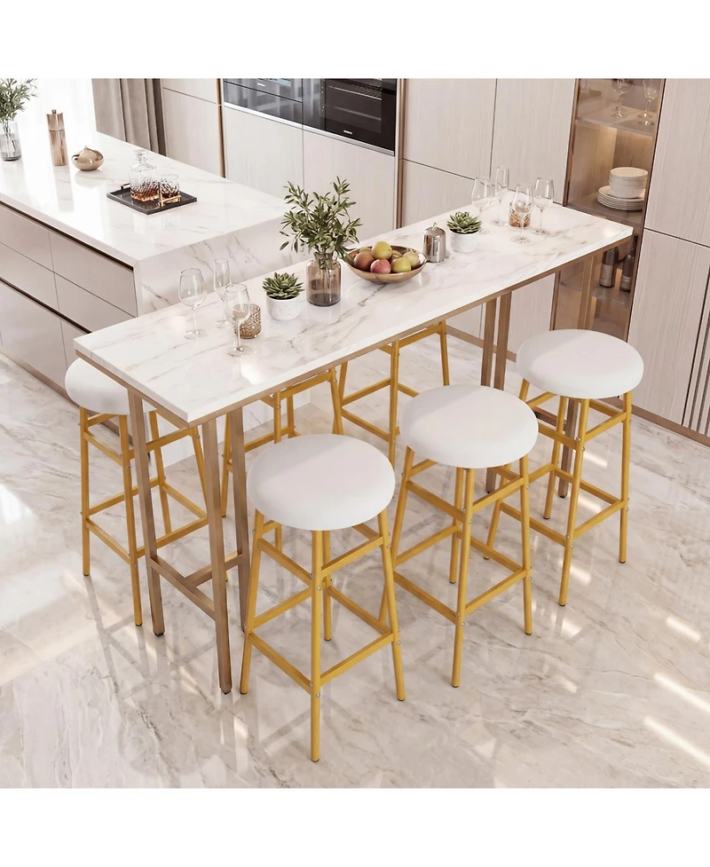 Slickblue Modern Bar Stools Set of 2 with Metal Frame and Footrest, Counter Height Seating