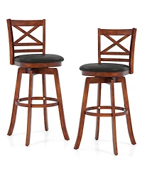 Slickblue Set of 2 Swivel Counter Height Bar Stools with Backrest