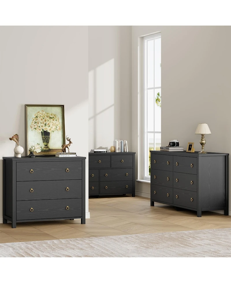 gaomon 3 Drawer Modern Dresser, Tall Wooden Storage Chest Organizer for Bedroom Living Room Hallway