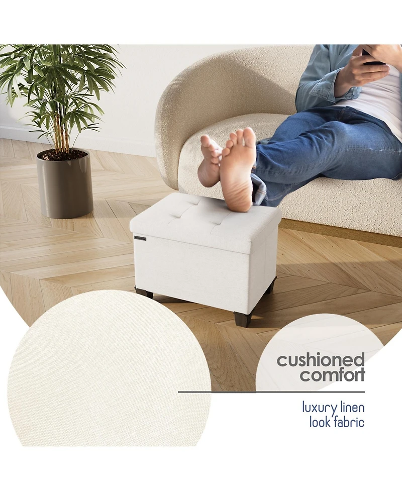 Nestl 16 Inches Ottoman Storage Bench with Storage Bins